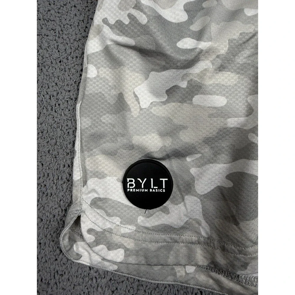 BYLT Shorts Mens Gray Camo Lined Gym Training Wicking Stretch Gym Performance - Picture 3 of 6